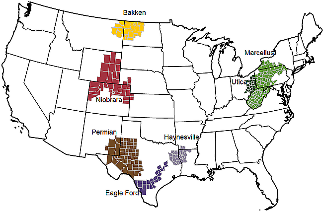 Five Main Unconventional Shale Gas Plays in the U.S.